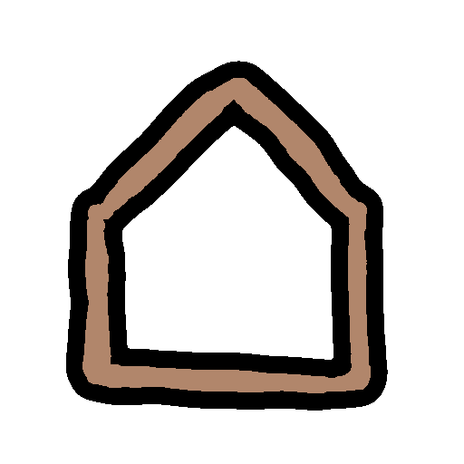 the sitelen pona glyph for the toki pona word 'tomo,' which looks like the shape of a building, colored in brown.